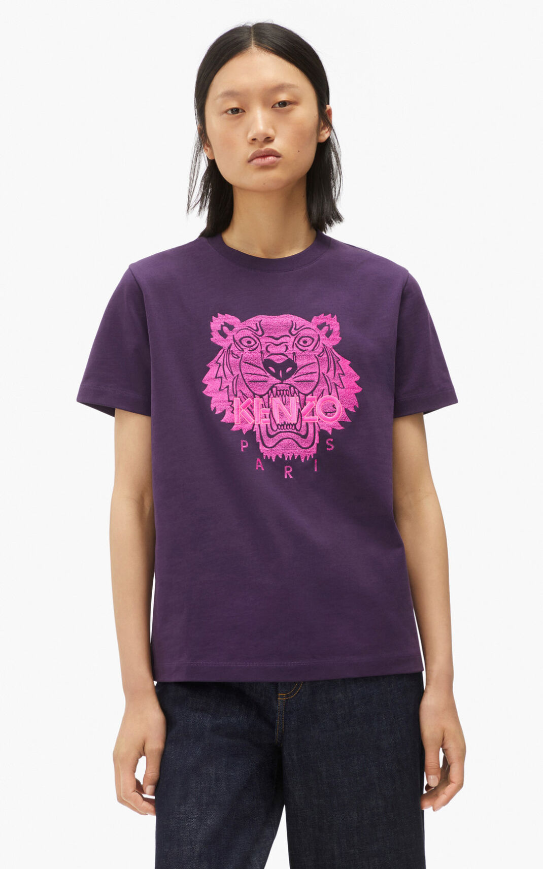 Kenzo Loose Tiger μπλουζακια γυναικεια μωβ | GR403035